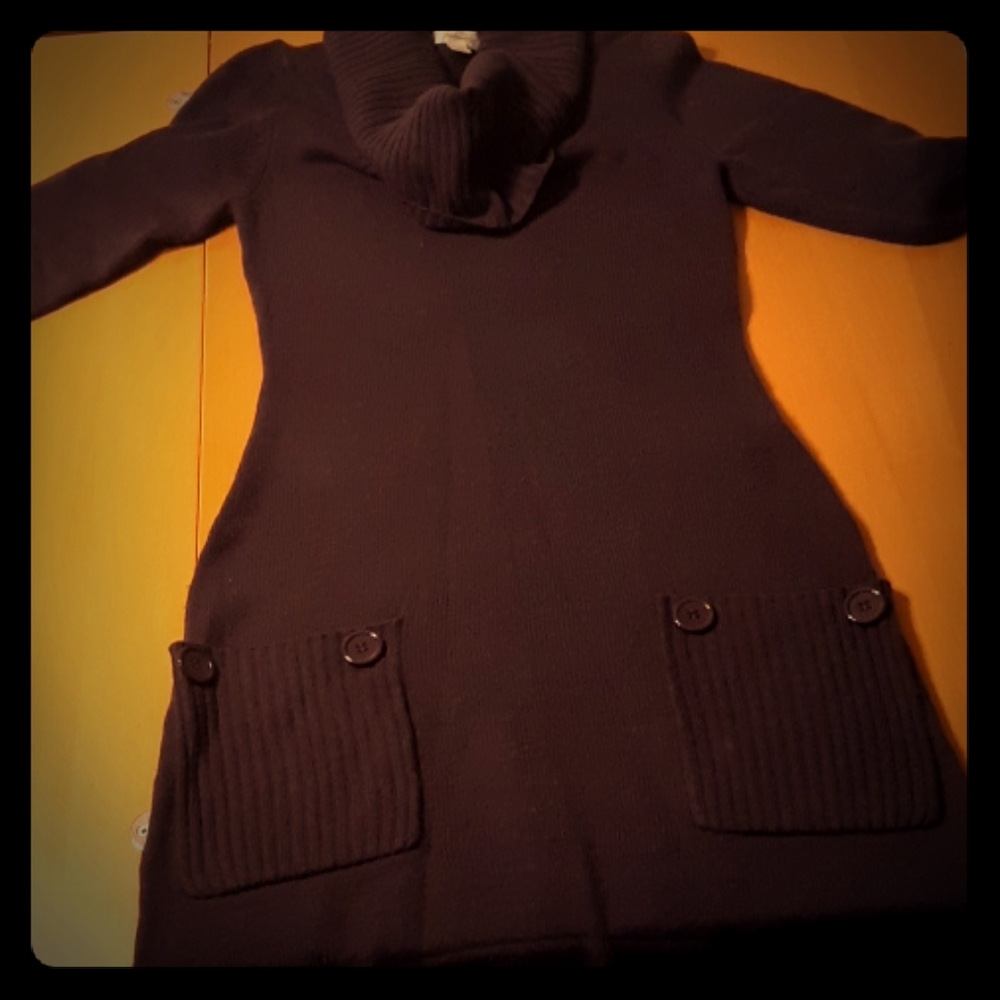 Purple knit dress with pockets